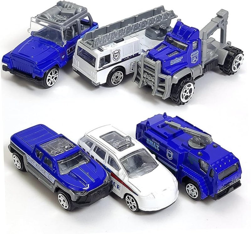 6Pcs Alloy Pull Back Inertia Police Car Toy Set Safe Fun For Boys Girls - Image 3